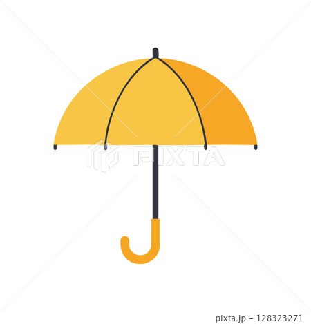 Yellow and orange umbrella vector illustration with black handle and frame Yellow and orange umbrella vector illustration with black handle and frame 128323271