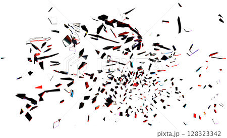 Shattered Glass Red Black White Pieces on Transparent Shattered Glass Red Black White Pieces on Transparent 128323342