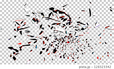 Shattered Glass Red Black White Pieces on Transparent Shattered Glass Red Black White Pieces on Transparent 128323342