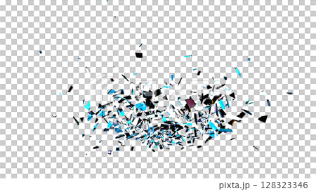Blue and White Glass Fragments Shattered Transparent 128323346