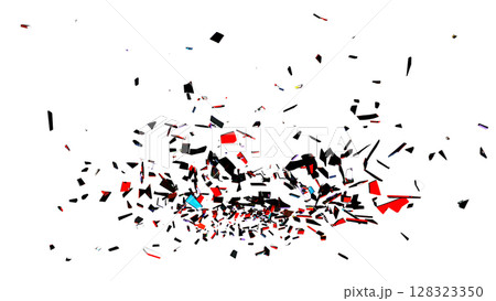 Red White Cyan Glass Shards on Transparent 128323350