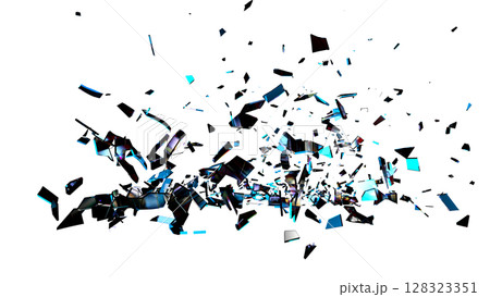 Large Cyan Black Glass Shards on Transparent 128323351