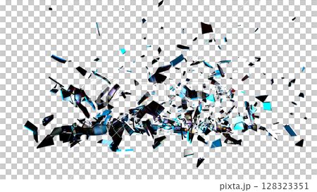 Large Cyan Black Glass Shards on Transparent 128323351