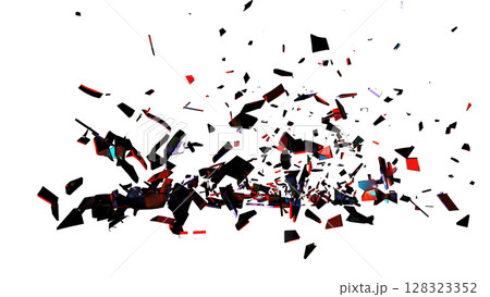 Red Black Glass Shards on Transparent 128323352