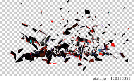 Red Black Glass Shards on Transparent 128323352