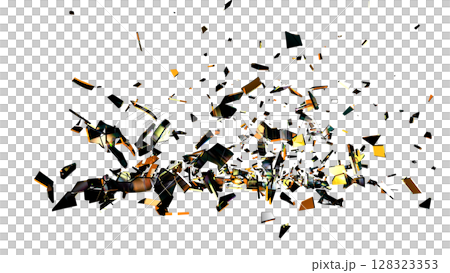 Orange Yellow Glass Shards on Transparent 128323353