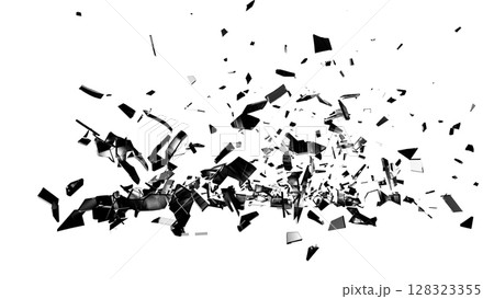 Monochrome Glass Shards on Transparent 128323355
