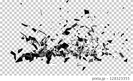 Monochrome Glass Shards on Transparent 128323355