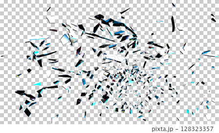 Cyan White Glass Shards on Transparent 128323357