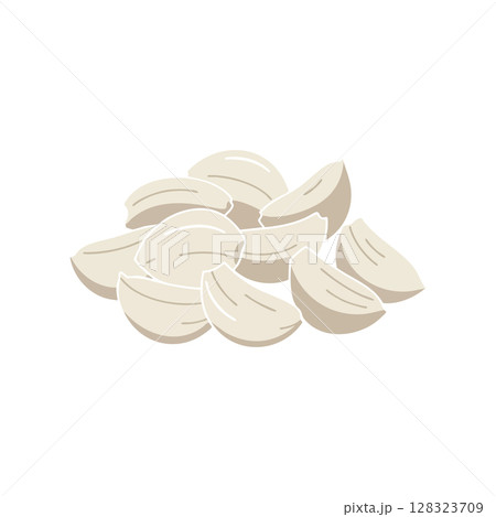 Garlic Cloves Pile Illustration with White and Beige Tones Vector Image 128323709