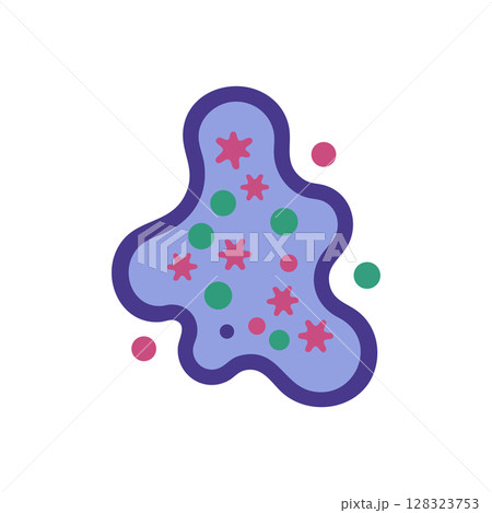 Abstract microbe illustration with purple blue and pink colors in simple style 128323753