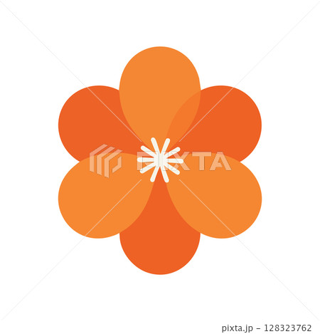 Orange Floral Vector Illustration with Simple Petal Design and White Center Decoration 128323762