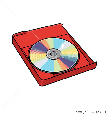 Compact disc inside red case vector illustration for media storage and data technology use Compact disc inside red case vector illustration for media storage and data technology use 128323851