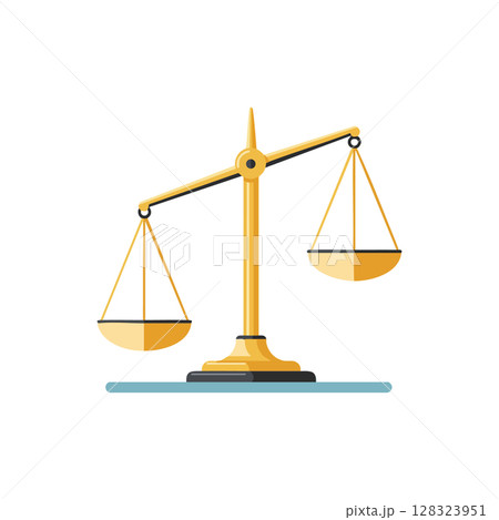 Golden balance scale vector illustration for justice and law concepts design 128323951