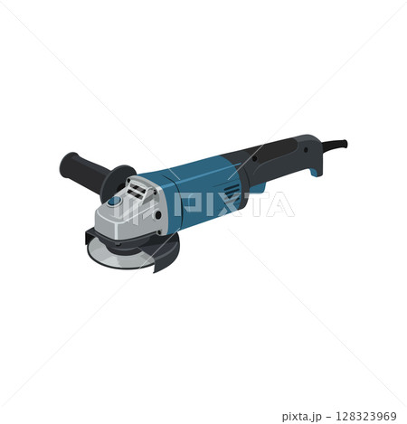 Electric angle grinder power tool for grinding and cutting tasks vector illustration 128323969