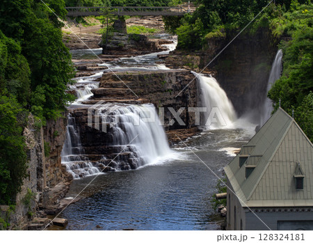 Rainbow Falls at Ausable Chasm in Upstate New York. Rainbow Falls at Ausable Chasm in Upstate New York. 128324181