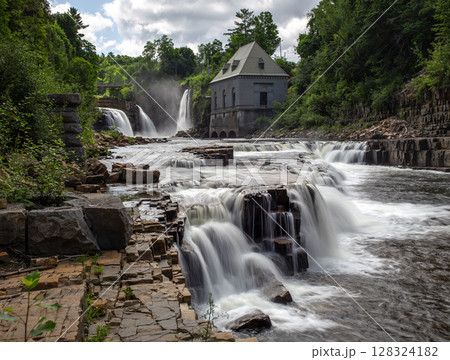 Rainbow Falls at Ausable Chasm in Upstate New York. Rainbow Falls at Ausable Chasm in Upstate New York. 128324182
