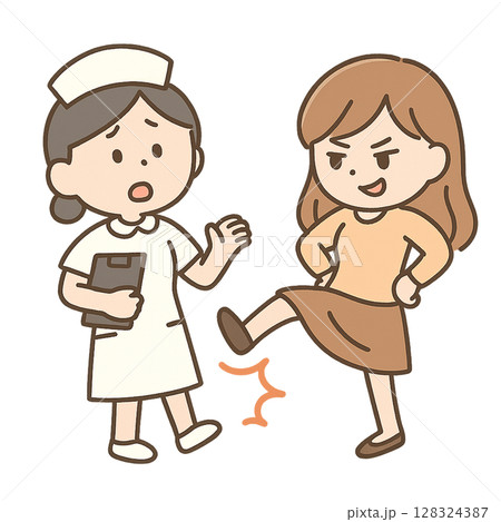 看護師に暴力をするイラスト 看護師に暴力をするイラスト 128324387