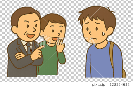 パワハラやいじめの場面イラスト 128324632