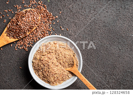 Flaxseed (linseed) whole and ground 128324658