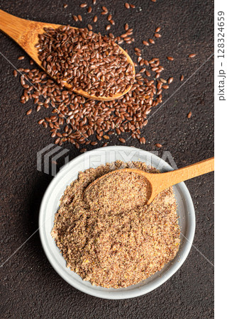 Flaxseed (linseed) whole and ground 128324659