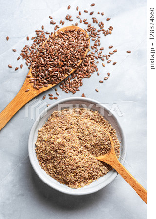 Flaxseed (linseed) whole and ground Flaxseed (linseed) whole and ground 128324660
