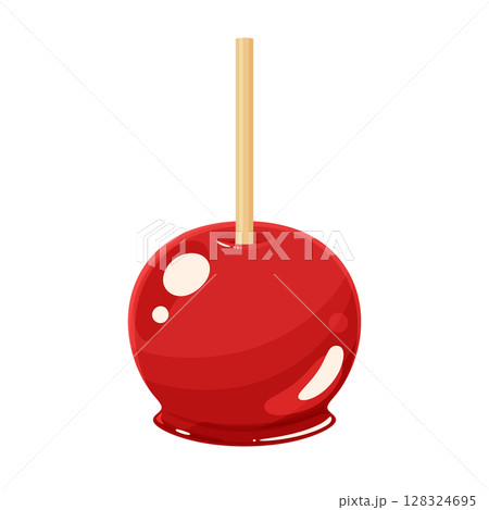 光沢のあるりんご飴のイラスト 128324695