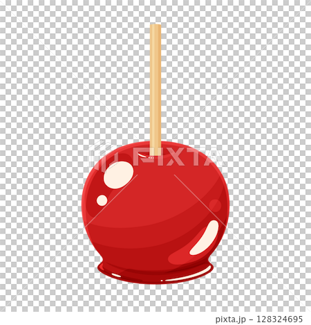 光沢のあるりんご飴のイラスト 128324695