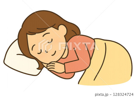 ぐっすり眠る女性のイラスト 128324724