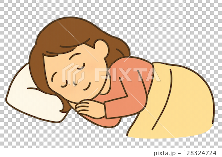 ぐっすり眠る女性のイラスト 128324724