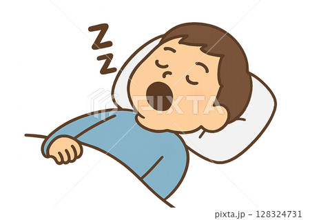 ぐっすり眠る男の子のイラスト 128324731