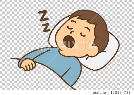 ぐっすり眠る男の子のイラスト 128324731