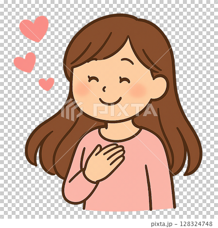 Illustration of a woman with a happy expression 128324748