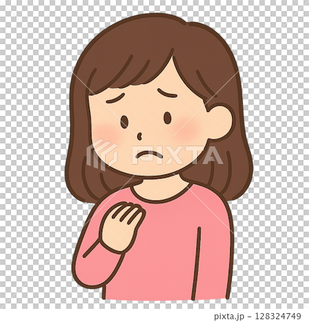 Illustration of a woman with an anxious expression 128324749