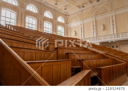 Empty Seats in a Historic Lecture Hall 128324878