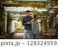 Young Cute Female Hugs Boyfriend. In Autumn Outdoor. Lovers Walking in Park. Attractive Funny Couple. Lovestory in Forest. Man and Woman. Cute Lovers in the Park. Family Concept. Happy Couple. 128324959