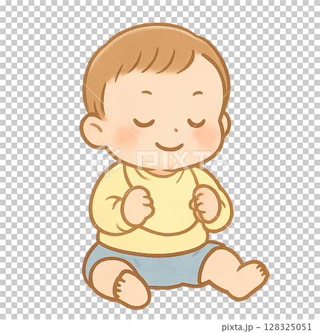 笑顔で落ち着く赤ちゃんの姿 128325051