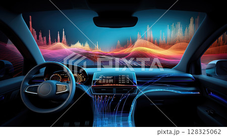 Futuristic car dashboard with graphs and bars...のイラスト素材 [128325062] - PIXTA
