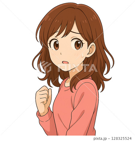 急な出来事に戸惑う女の子のイラスト 急な出来事に戸惑う女の子のイラスト 128325524