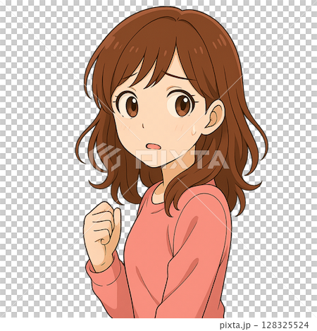 急な出来事に戸惑う女の子のイラスト 急な出来事に戸惑う女の子のイラスト 128325524