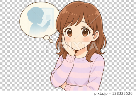 一個女孩想起某人的插圖 128325526