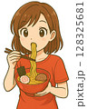 ラーメンを食べる女の子のイラスト 128325681