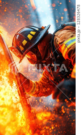 Firefighter breaks car window to save trapped individual during emergency response operation Firefighter breaks car window to save trapped individual during emergency response operation 128326478