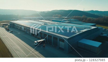 Two engineers conduct an inspection of solar panels on the roof, emphasizing the importance of clean energy and sustainable practices in industry. Two engineers conduct an inspection of solar panels on the roof, emphasizing the importance of clean energy and sustainable practices in industry. 128327085