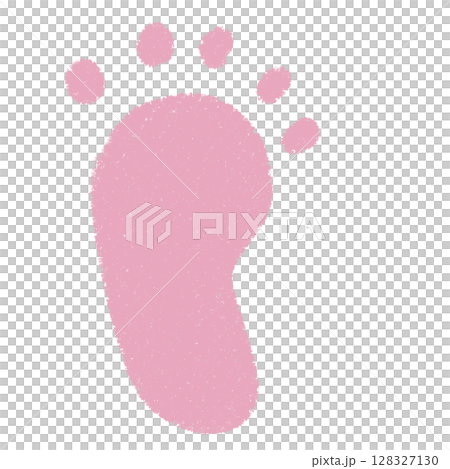 可愛的手繪腳印、爪印、粉紅色剪影印章素材圖示蠟筆風格 128327130