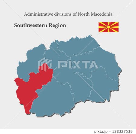 Vector map of North Macedonia, Southwestern Region 128327539