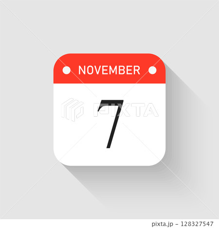Vector icon page day calendar - 7 November month Vector icon page day calendar - 7 November month 128327547