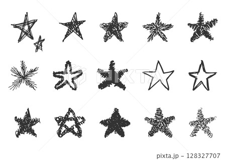 Set of hand drawn doodle stars with various sketch styles 128327707