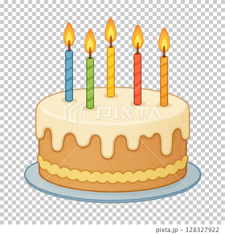 生日蛋糕上插著彩色蠟燭的插圖 128327922