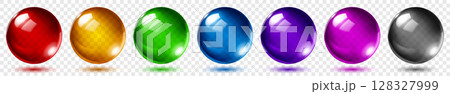 Set of translucent colored spheres. 128327999